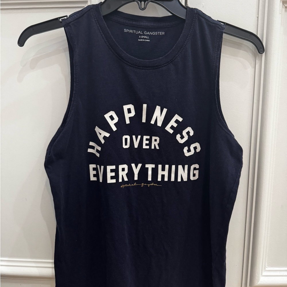 Spiritual Gangster Dark Blue Sleeveless Top